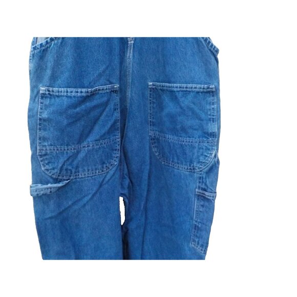 Vtg 90's USA Works 9 Pkt Bib Overalls 38x30 Blue Denim Farm Carpenter Work Wear - Picture 6 of 7